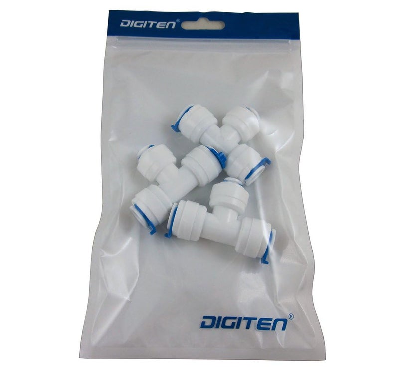 DIGITEN 3/8"" 3/8"" 1/4"" 3-Way Reducing Tee Tube Quick Connect Push Fit for RO Water Reverse Osmosis System (Pack of 3) - Image 3